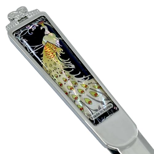 Decorative Envelope Paper Letter Opener With Mother Of Pearl Antique Design Silver Steel Office Knife Hand Cutter Blade (Peacock) #TOP1
