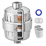 AQUALUTIO 15 Stage Shower Filter With Vitamin C - High Output Revitalizing Shower Head - Purifier Ba
