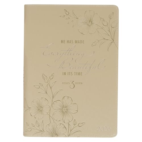 Christian Art Gifts 2026 12 Month Premium Vegan Leather Executive Daily Planner for Women: Everything Beautiful Inspiring Scripture, Weekly Planning, Budgeting, Protective Zipper Closure, Gold Floral