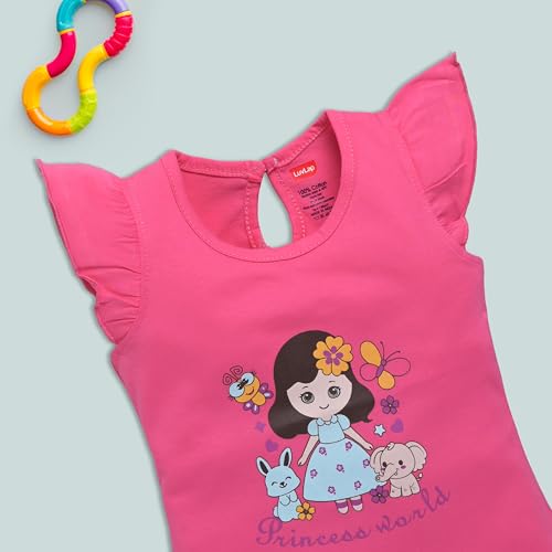 Image of LuvLap Baby Girls Regular Fit 100% Cotton Half Sleeves Girls Top CoSet Pack of 3