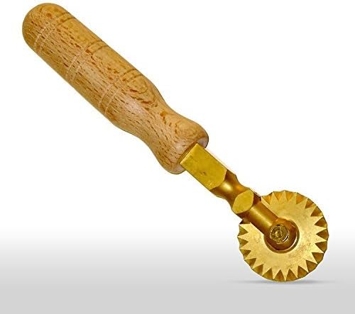 LaGondola Professional Pasta Cutter Wheel, in Brass and Natural Wood