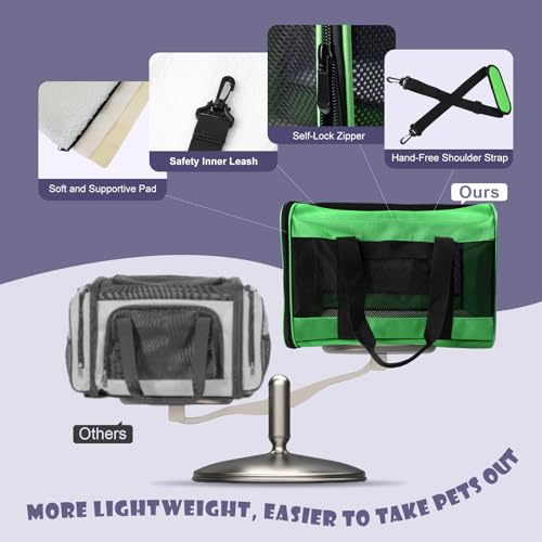 Prodigen Cat Carrier Dog Carriers for Small Dogs Soft Slided Airline Approved Collapsible Pet Travel Carrier, Small (16.3" L x 11.8" H x 12.4" W) - Thumbnail 3