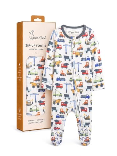Image of Copper Pearl Zip-Up Footie Baby Pajamas - Soft Newborn Onesies for Boys & Girls, Tag-Free with Two-Way Zipper Baby Sleepers for Newborn - 24 Months, Diesel
