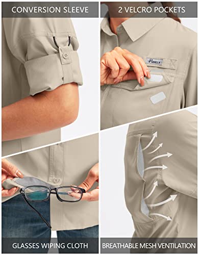 Pudolla Camisetas femininas com proteção solar FPS 50+ UV, manga comprida, pescaria, trilhas e safár