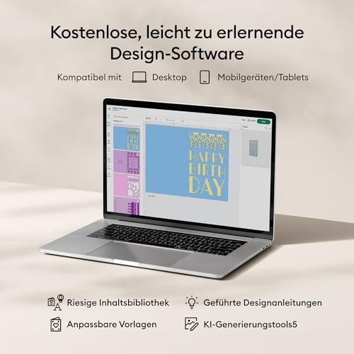 Cricut Explore® 5 Essential Bundle + Digitale Inhalte. Intelligente Schneidemaschine – perfekt für Projekte wie individuelle Vinyl-Aufkleber, T-Shirts, vollfarbige Sticker, Karten und mehr