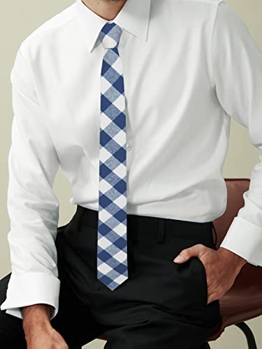 Image of Mantieqingway Mens Skinny Ties,2.56 inch Cotton Neckties Striped Plaid Ties for Groom Groomsmen Wedding Party Christmas