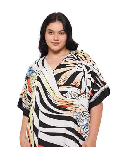 Image of Gypsie Blu Women Plus Size Kaftan Dress Beach Cover Up Maxi Dresses for Women, V-Neck Kimono Sleeve 1X-3X