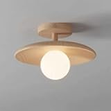 Close to Ceiling Lamp Nordic Minimalist Wooden Small Ceiling Light Fixture for Bedroom Corridors Balconies, 11