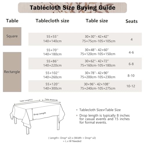 Joyfol Day Rustic Waterproof Linen Tablecloth, Heavy Weight Fern Embroidery Table Cloths for Square Tables, Farmhouse Spill-Proof Table Covers with Tassels, Coffee 55''x 55'' by Joyfol Day - Used condition - Image 6