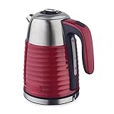 Maestro MR-051 Kabelloser Elektrischer Wasserkocher 1.7L Edelstahl Überhitzungsschutz Abschaltautomatik Trockenlaufschutz 360° Basis (Rot)