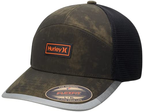 Hurley Men's Baseball Cap - Mission Curved Brim Fitted Trucker Hat, Size Medium, Medium Olive #TOP13
