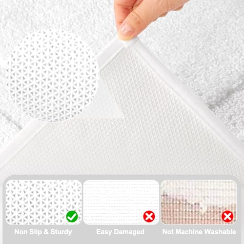 SHACOS White Bathroom Rugs Sets 2 Piece, 20"x32" Non Slip Bath Mat and 20"x24" Toilet Rugs U Shaped Washable, Soft Fluffy Water Absorbent Bath Mat Set of 2 by SHACOS - Used condition - Image 4