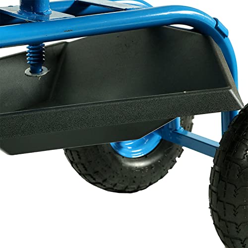 Sunnydaze Rolling Gardening Chair Cart With Wheels - Full Range 360 Swivel Seat With Adjustable Height - Utility Tool Tray And Storage Basket - Blue #TOP5