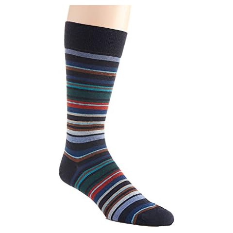 Pantherella Men's Quakers Multi-Stripe Merino Wool Navy Socks M Cover