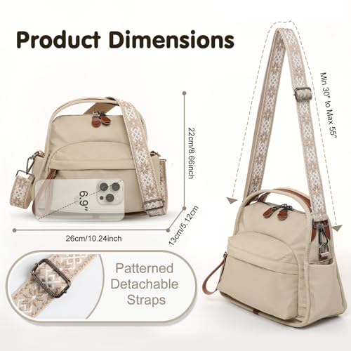 Nylon Crossbody Bag with 2 Straps