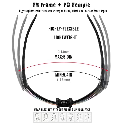 Óculos de sol esportivos polarizados da Comaxsun com 5 lentes intercambiáveis para homens e mulheres