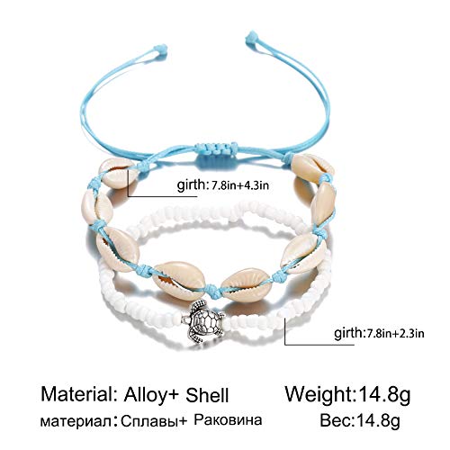Aluinn Boho Turtle Layered Shell Anklet Set Silver Ankle Bracelets Beaded Foot Chain Beach Foot Jewelry Accessories For Women And Teen Girls #TOP1