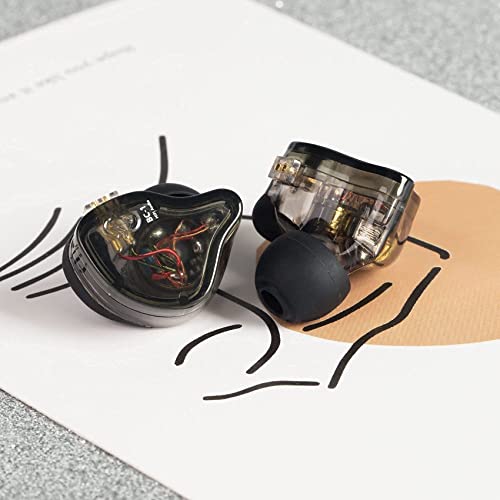 CCZ Yinyoo Melody in Ear Monitors Earphones Headphones Wired Earbuds without Microphone IEM HIFI Bass with 1DD 1BA, Ear fins, 4N OFC Cable for Musicians, Singer, on Stage, Studio (no mic, clear black) by YINYOO - Image 8