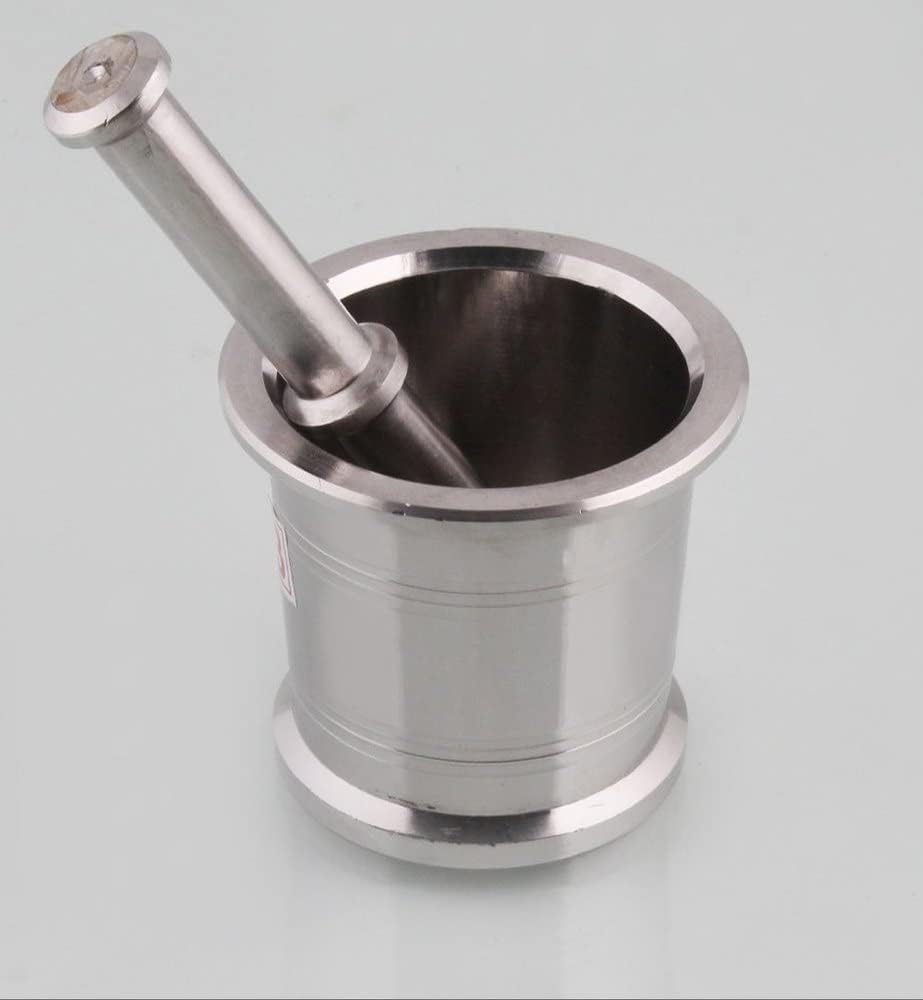 BhayaJi Stainless Steel okhli and musal Kitchen Masher Mortar and Pestle Set Khallad khalbatta Imam dasta Spice Mixer Herb Mills Pugging Pot Grinding Cooking Tools Set (Medium Glossy 3 Inches)