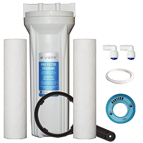 Image of UWEK Pre Filter Housing Kit for Removal of Rust /Sand /Dust, Heavy Duty PP Spun Filter Compatible with Dr. Aquaguard, Aquaguard and AquaSure Brands of Eureka Forbes RO /UV Water Purifier