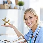 Notakia Cute Ceramics Balloon Dog Statue Crafts Living Room Desktop Decorations,Handmade Modern Small Ceramic Animal Statue Ornament Home Decor Accents - Image 2