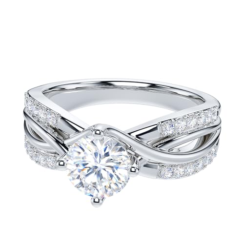 THELANDA Genuine Moissanite or Simulated Diamond Fancy Split Intersecting Infinity Crisscross 1CT Promise Engagement Ring3