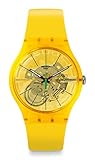 Swatch New Gent Lacquered Swiss Quartz Silicone Strap, Yellow, 20 Casual Watch (Model: SUOJ108)