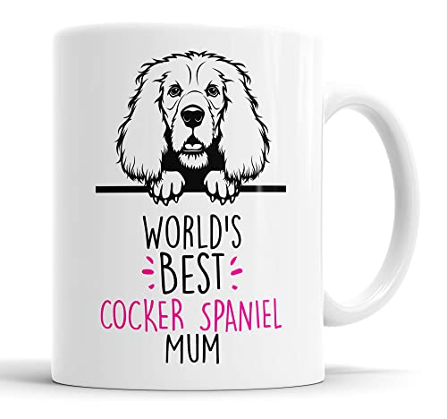 Image of Faithful Prints Cocker Spaniel World's Best Mum Mug - Dog Mum Cup in Funny Gift Design for Birthday & Christmas