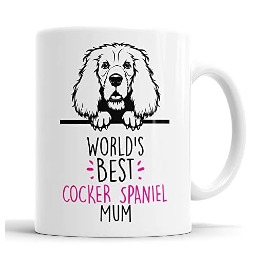 Faithful Prints Cocker Spaniel World's Best Mum - Taza con diseño de perro cocker spaniel, regalo divertido para cumpleaños, Navidad, Cocker Spaniel