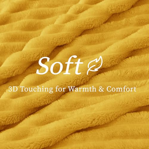 Image of BEDELITE Ribbed Twin Blanket for Couch & Bed, Light Yellow, 60 inchx80 inch | Ultra-Soft Plush Fleece, Cozy, Warm Yet Lightweight, Ribbed Texture, Home Decor, Machine Washable, Giftable, All-Season Use