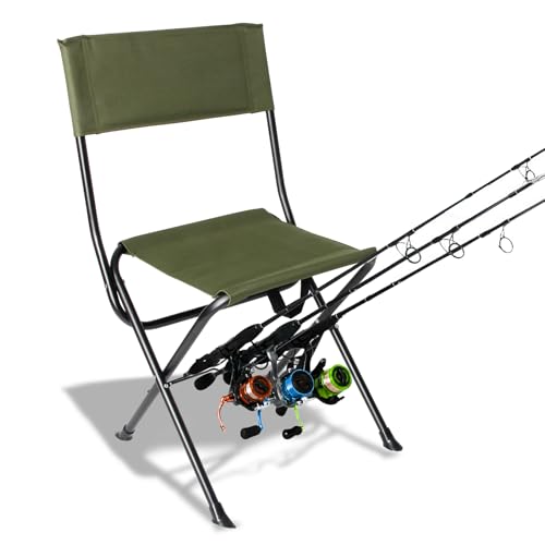 LEADALLWAY Fishing Chair with Rod Holder Portable Folding...