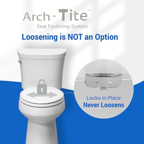 Topseat Pro Wood Toilet Seat Round, White, Magnetic Quick-Release Easy-Clean and Change, HushMotion Slow Close, StainShield High-Gloss Finish, Arch-Tite Never Loosens, Adjustable Fit, Secure Grip