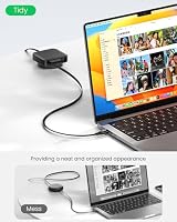 Fasgear 60w USB C Kabel Einziehbar,110cm Feste 90cm Ausziehbar Einseitig,PD/PPS Schnellladekabel,360°Drehung Schreibtisch Halterung,Auto-Rücklauf,für i-Phone16/17/i-Pad/Mac-Book/Sam-sung(2Schwarz) – Ansicht 6
