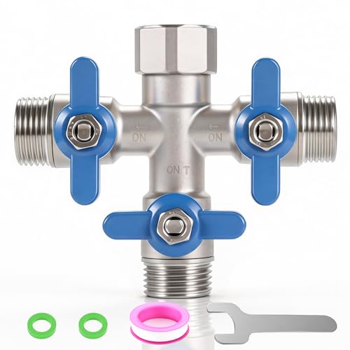 304 Stainless Steel 3 Way Hose Splitter Heavy Duty, Full Flo