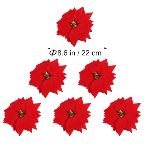 Flores artificiales rojas de seda en pack de 50 unidades para decoración navideña duradera 3