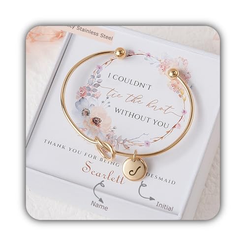 Bridesmaid Gifts Personalized - Bridesmaid Proposal Bracelet - Engraved Initial