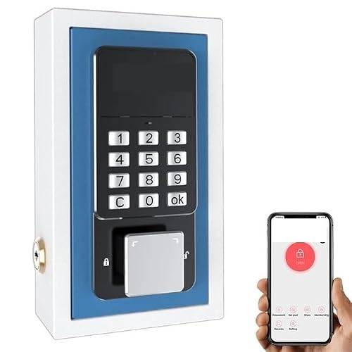 Phone Remote Control Smart Password Electronic Key Safe Box Storage(Blu)