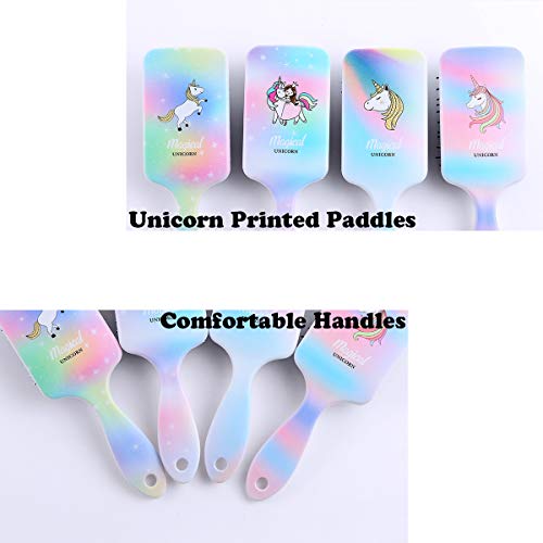 Girls Hair Brush, Unicorn Hair Detangler Brush Set Of 4 Kids Women Anti Frizz Hairbrush Air Cushion Massage Comb For Smoothing Dry Wet Curly Straight Hair #TOP3