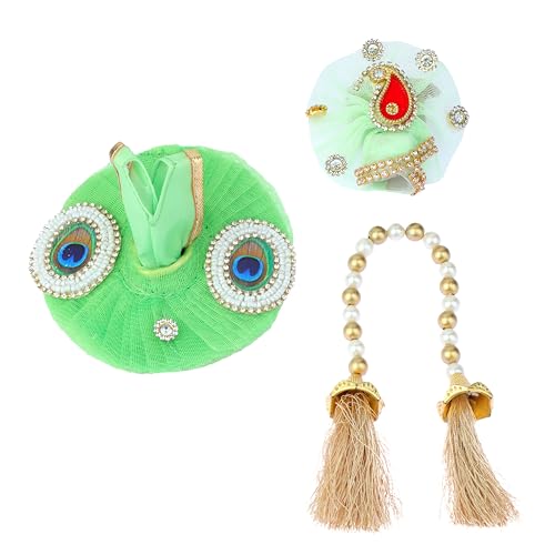 Vestimenta para Estatua Laddu Gopal con Mukut Verde 4" miniatura 2