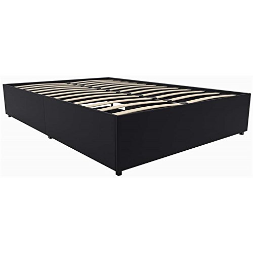 Dhp Maven Upholstered Platform Bed For Raised Mattres Support With Underbed Storage Drawers, No Box Spring Needed, Queen, Black Faux Leather #TOP6