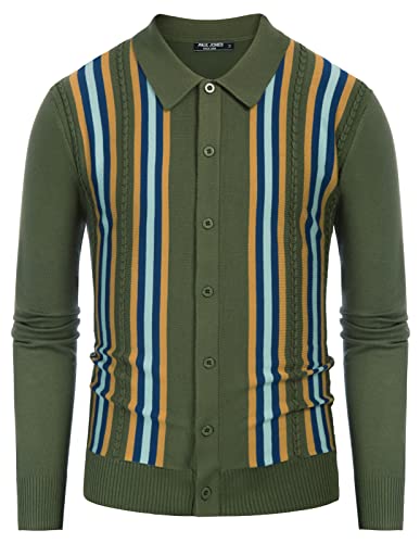 Polo à manches longues homme tricot vintage rayures rétro vêtement automne chaud et respirant