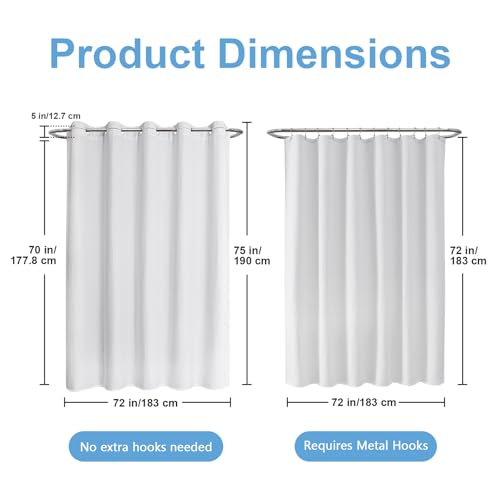 FY&XZH 2-in-1 No Hook Waffle Shower Curtains Set, No Hook Waffle Textured Shower Curtain with Thickened PEVA Liner, Hotel Style Bath Curtain with Built-in Grommets, Water Resistant(White) by FY&XZH - Image 6