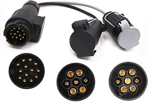 Boerni Towing Electrics Adaptor 13 Pin to 12N+12S 7 Pin,Caravan Converter 13 Pin Plug Socket Caravan Trailer Conversion Adapter Lead