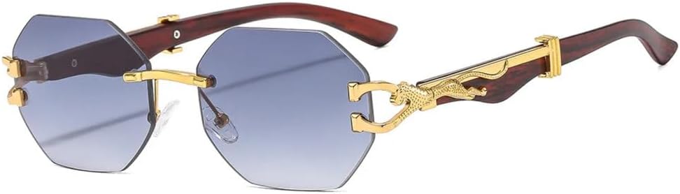 Rimless Gold Leopard Octagon Sunglasses Women For Men Luxury Vintage Sun Glasses Popular Punk Outdoor Eyeglasses