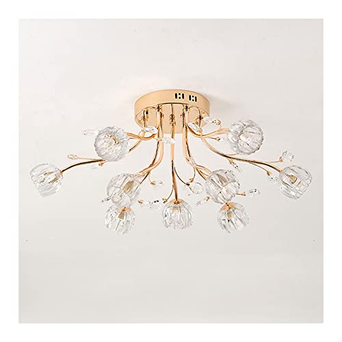 Lustre, Plafonniers modernes à LED en cristal, semi-encastrés, éclairage d'intérieur for chambre d'enfant, hall, salon, 3 têtes - Or 15(9)