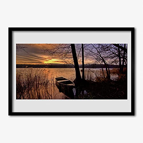 Affiche encadrée mer et bateau 70x50 cm pour habiller un grand mur vide avec élégance