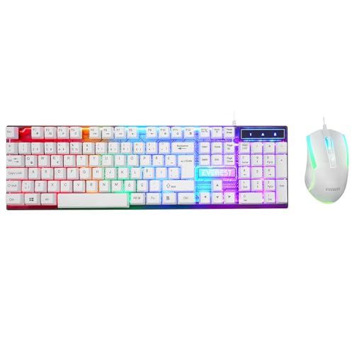 Everest KM-198 Luminax Gökkuşağı Aydınlatmalı Q Gaming Oyuncu Klavye + Mouse Set (BEYAZ)