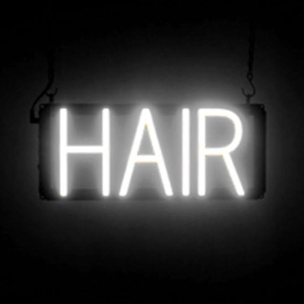 SpellBrite HAIR Sign | Hair Salon-Related Sign with Neon Look, White LED Light Source | 14.7" x 6.3"