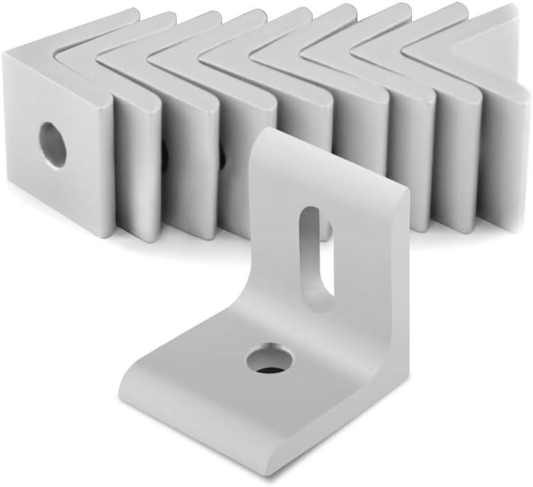 8020, 4295, 15 Series, Aluminum 2 Hole Slotted Inside Corner Bracket 90 Degree Angle Bracket for 80/20 T Slot Extruded Aluminum Extrusion (Clear Anodize, 25 Pack)