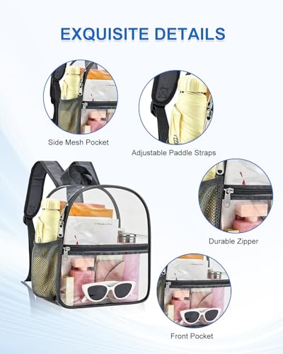 Image of Clear Backpack for Stadium Events, 12x12x6 Small Clear Plastic bag with Reinforced Straps for Game Security Festival Concert
